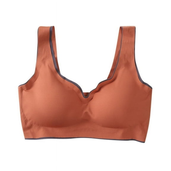 SMihono Women's Wireless Bras Full Coverage Seamless Supportive Back Smoothing T-Shirt Bra with Padded Everyday Bralettes Red M