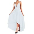 thumbnail image 1 of SMihono Womens A-line Dress Slip Dress Summer Fall Deep V Neck Boho Dresses Irregular Hem Pleating Holiday Vacation Beach Sleeveless Wedding Guest Solid Smocked Prom Dress White 12, 1 of 6