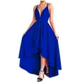 thumbnail image 1 of SMihono Womens A-line Dress Slip Dress Summer Fall Deep V Neck Boho Dresses Irregular Hem Pleating Holiday Vacation Beach Sleeveless Wedding Guest Solid Smocked Prom Dress Blue 10, 1 of 6