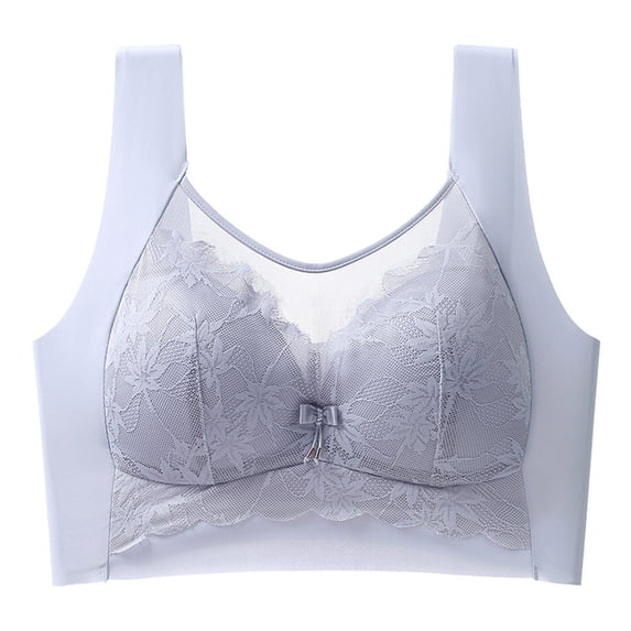 SMihono Womens Bras Mesh Sexy Floral Embroidery Seamless Full Coverage Push Up Bra V Neck Comfort Breathable Everyday Bra Light Blue XXL