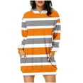 thumbnail image 1 of SMihono Womens Casual Hoodies Mini Dress Casual Oversized Long Sleeve Sweatshirt Striped Gradient Print Pullover with Pockets Orange 10, 1 of 5