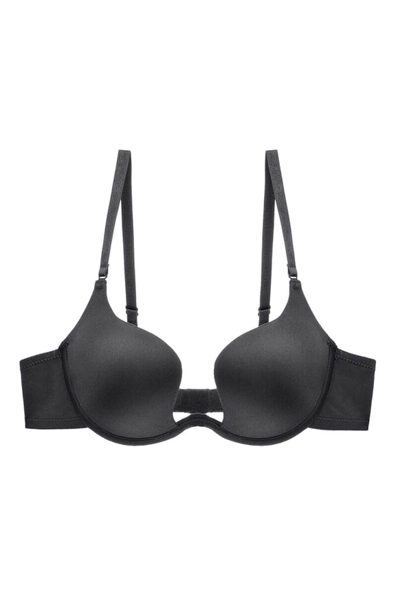 Womens Deep Plunge Bra Convertible Low Back Invisible Bralette Backless Deep U Cleavage Bra Soft Underwire Push Up Bra Black 12