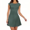 thumbnail image 1 of SMihono Womens Dresses Cap Sleeve Cocktail Graduation Formal Party Club Mini Outfits A-Line Sleeveless Solid Mini Dress Green XL, 1 of 6