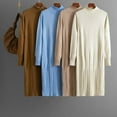 thumbnail image 1 of SMihono Womens Fall Winter Dresses Mock Neck Long Sleeve Midi Dress Loose Thick Knee Length Knit Dresses Casual Sweater Dress Black Free Size, 1 of 6