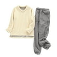 thumbnail image 1 of SMihono Womens Fall Winter Pajama Sets Long Sleeve V Neck Pajamas Soft Loose Sleepwear Plush 2 Piece Lounge Sets with Pockets White M, 1 of 4