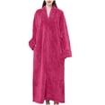 thumbnail image 1 of SMihono Womens Fluffy Robes Winter Warm Plush Robe, Zip up Long Fleece Bath Robes Female, Zipper Bathrobes with Pockets Hot Pink L, 1 of 7