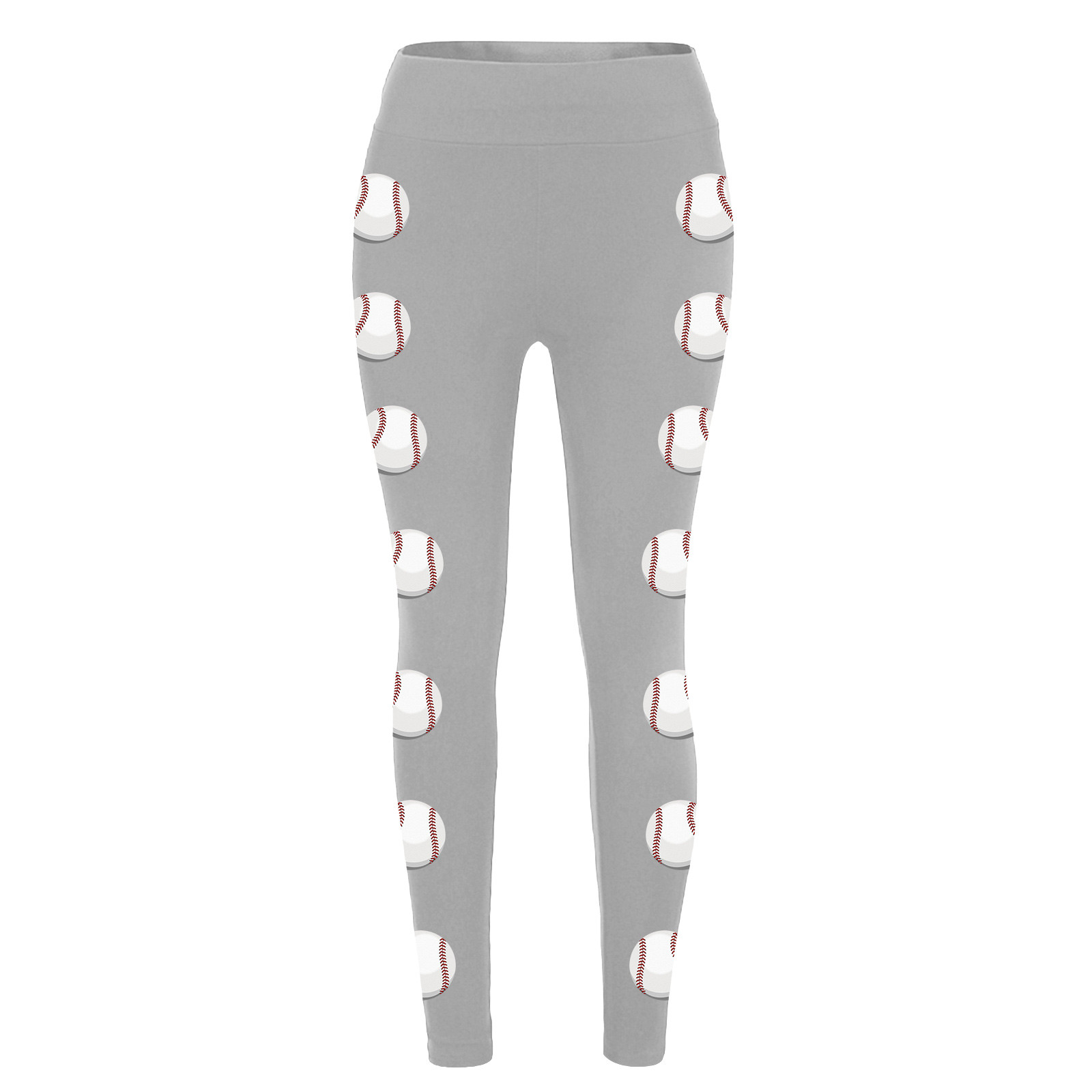 SMihono Womens Ladies Fashion Solid Color Baseball Print High Waist