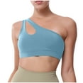 thumbnail image 1 of SMihono Womens One Shoulder Sports Bras Workout Left Strap Yoga Brassiere Cute Medium Support Top No Underwire Soft Bralettes (Light Blue L ), 1 of 3