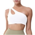 thumbnail image 1 of SMihono Womens One Shoulder Sports Bras Workout Left Strap Yoga Brassiere Cute Medium Support Top No Underwire Soft Bralettes (White XL ), 1 of 3