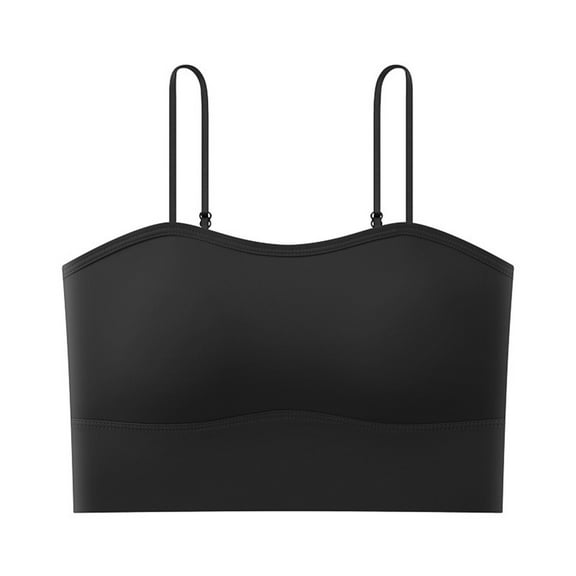 SMihono Womens Padded Sports Bra Fitness Workout Running Yoga Tank Top Sleeveless Spaghetti Strap Square Neck Yoga Crop Top Black Free Size