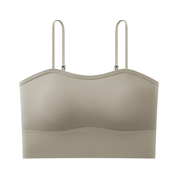 SMihono Womens Padded Sports Bra Fitness Workout Running Yoga Tank Top Sleeveless Spaghetti Strap Square Neck Yoga Crop Top Coffee Free Size