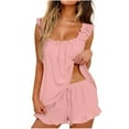 thumbnail image 1 of SMihono Womens Pajamas Set 2 Piece Ruffle Pj Soft Tank Top and Shorts Sleepwear Set Bridal Pajama for Women Set Pink M, 1 of 7