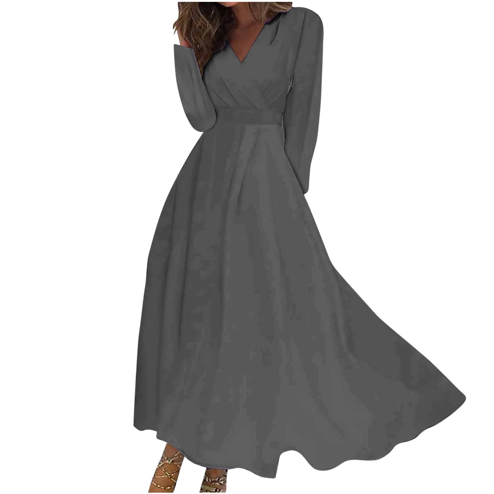2023 Women's Plus Size Long Dress Elegant Formal Long Sleeve
