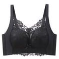 thumbnail image 1 of SMihono Womens Plus Size Lace Underwear Full Coverage Gather Bras Comfortable Seamless No Underwire Wireless Everyday Bra Black 34/75BC, 1 of 2
