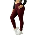 thumbnail image 1 of SMihono Womens Plus Size Pants Skinny Stretchy High Waisted Casual Ease into Comfort Dress Pants Fleece Fitness Pants Wine XXL, 1 of 9