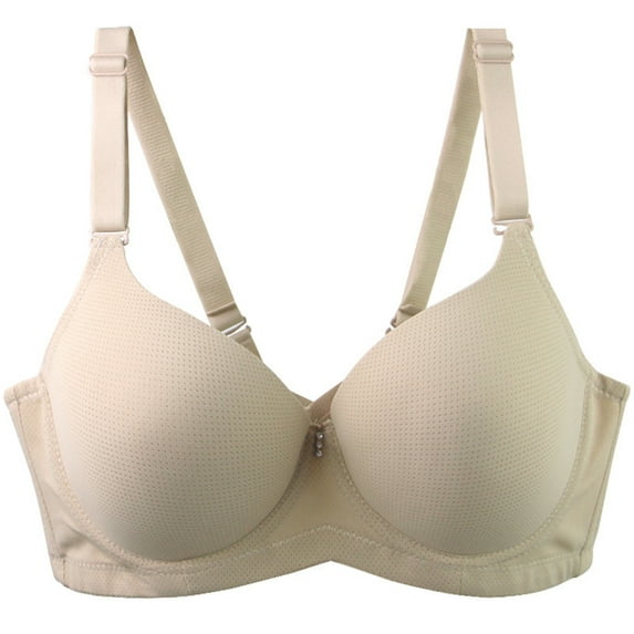 SMihono Womens Push Up Bra Plus Size Underwear, Ladies Sexy Everyday Bras Solid Soft Padded Bra Wireless Shoulder-Strapped Bra Beige 105D