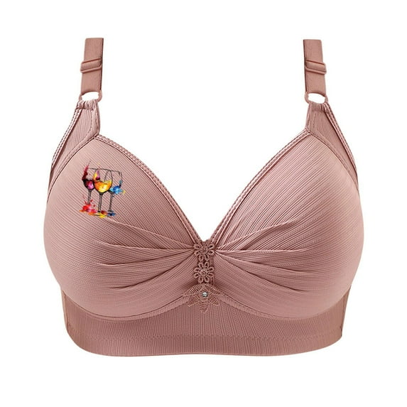 SMihono Womens Push Up Bras Full Coverage Supportive Bra Adjustable Wire Free Breathable Everyday Bra Comfort No Underwire Pink XXL