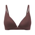 thumbnail image 1 of SMihono Womens Seamless Triangle Bralettes Front Closure Deep V Wireless Bras Comfortable Padded Bralette Front Opening Buckle No Rims Fixed Cup Gathering Daily Bra Brown XL, 1 of 2