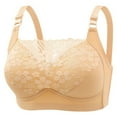 thumbnail image 1 of SMihono Womens Sexy Lace Everyday Bra Solid Color Full Coverage Underwear Wire Free Breathable Comfy Push Up Bralettes Beige 36/80BC, 1 of 6