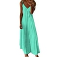 thumbnail image 1 of SMihono Womens Sleeveless Slip Dresses Loose Fit Dresses for Women V Neck Beach Hawaiian Maxi Long Summer Pleated Dresses 2025 Light Blue XXL, 1 of 5