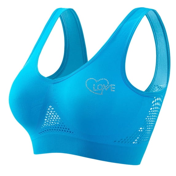 SMihono Womens Sports Bras High Impact Workout Bras Full Coverage Yoga Bras Plus Size No Underwire Bras for Running Gym Blue L