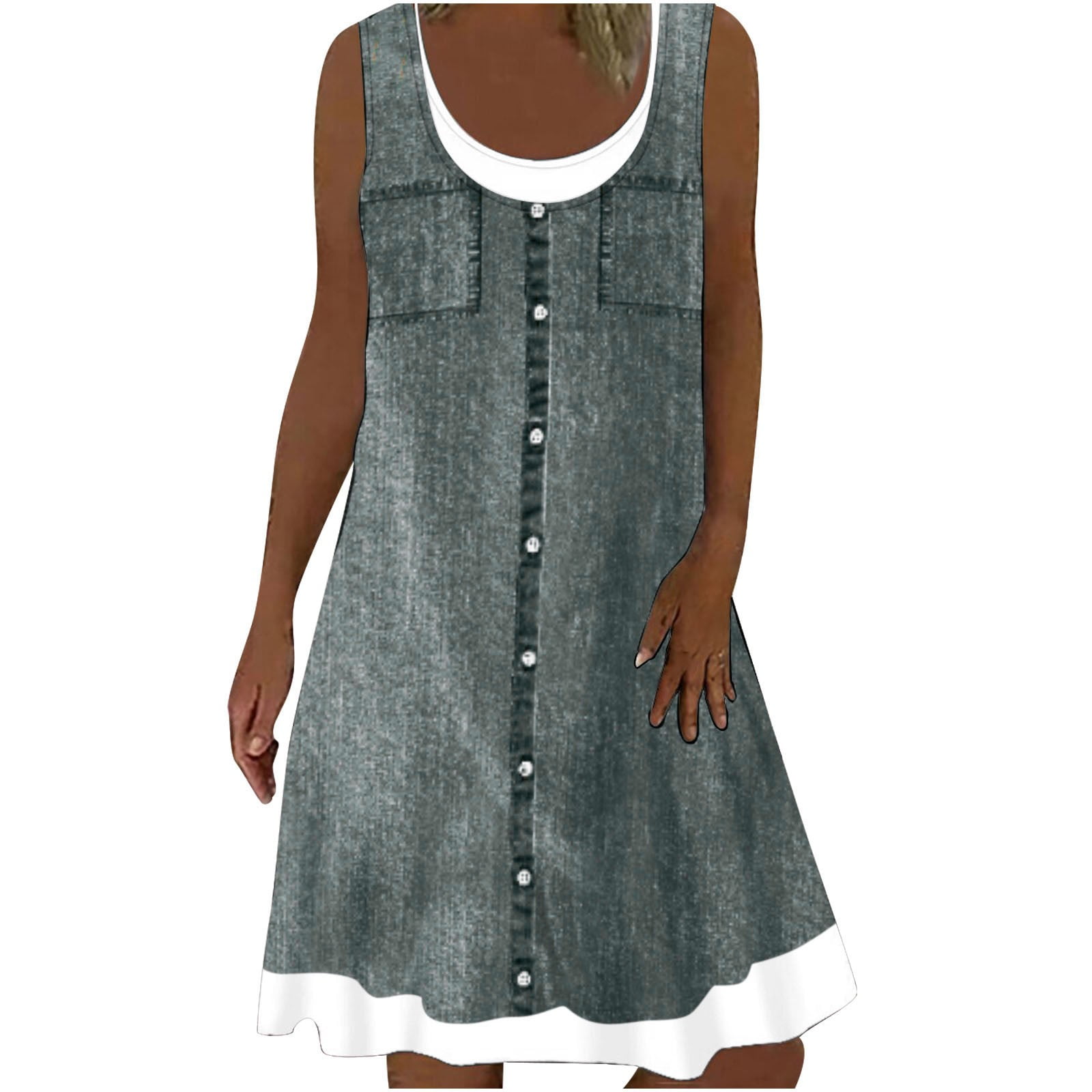 Alyssa Sleeveless Shift Dress - Printed Jersey Shift Dress