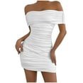 thumbnail image 1 of SMihono Womens Strapless Tube Dress Summer Sleeveless Bandeau Off Shoulder Sleeveless Sexy Bodycon Stretchy Night Out Dresses White L, 1 of 4