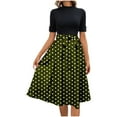 thumbnail image 1 of SMihono Womens Summer Dresses 2025 Casual Short Sleeve Sundress Beach Vacation Polka Dot Print Splicing Short Dresses Army Green XXL, 1 of 6