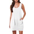thumbnail image 1 of SMihono Womens Summer Dresses 2025 Casual Sleeveless Vacation Beach Sundresses Petite Loose Fit Tank T Shirt Mini Dress White M, 1 of 6