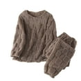 thumbnail image 1 of SMihono Womens Warm Sherpa Fleece Sleepwear 2 Piece Fluffy Lounge Set Plush Crewneck Pullover and Pants Pajamas Sets Coffee M, 1 of 5