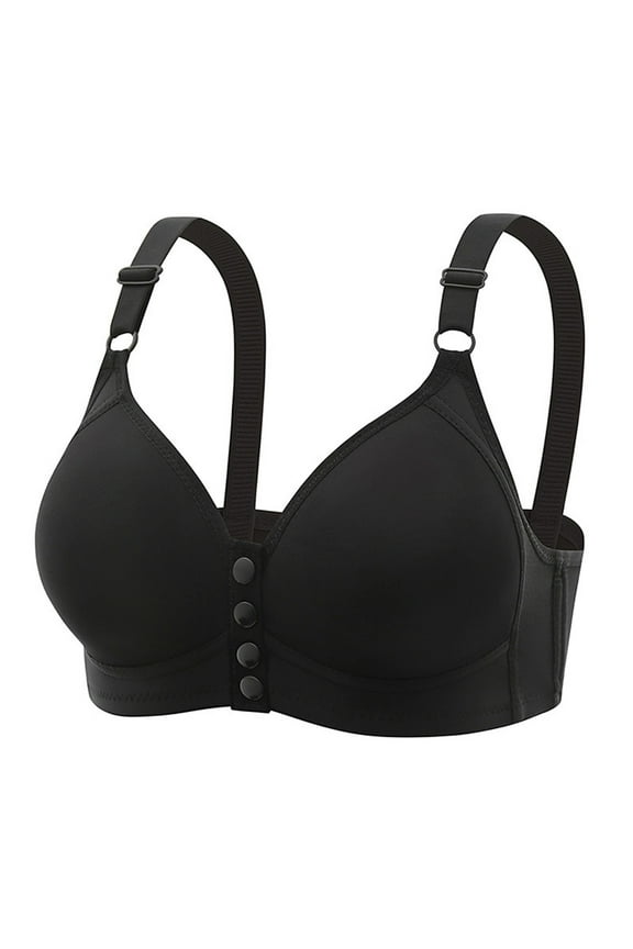 Womens Wireless Bras Convenient Front Closure Everyday Bra Comfort Breathable Push Up Bra with Moisture Wicking Black 16