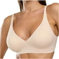 thumbnail image 1 of SMihono Womens Wireless Seamless Bras Deep V No Underwire Push Up Bras Supportive Full Coverage Bralettes Plunge T Shirt Bra Beige S, 1 of 8