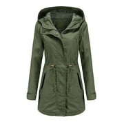 SMihono Young Girls Long Sleeve Hoodless Casual Outwear Coats Women’s Solid Rain Jacket Outdoor Jackets Hooded Raincoat Windproof Army Green 8