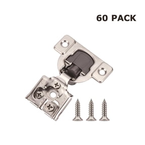 Hyper Tough 1/2 inch Overlay Soft Close Hinges, Satin Nickel, 60Pack