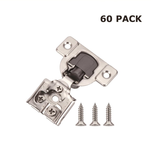 Hyper Tough 1/2 inch Overlay Soft Close Hinges, Satin Nickel, 60Pack