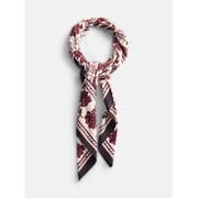 Women's Beige Printed Square Scarf for Adults with Floral and Abstract Patterns