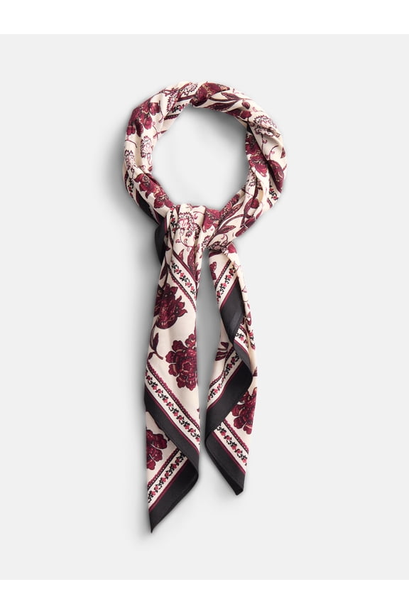 Women's Printed Square Scarf, Beige