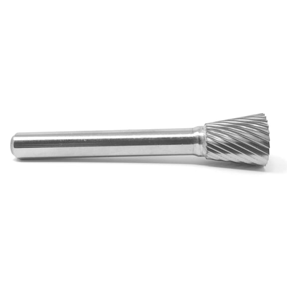 HELONGCO Carbide Burr Bur Tool Die Grinder Bit, Single Cut Inverted Taper, 1/2" x 1/2", 1/4" Shank