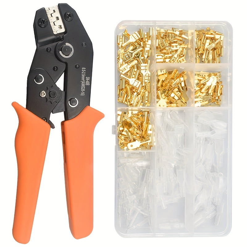 SN-48B Crimping Tool Set, Includes 135/270/600 Pcs 2.8/4.8/6.3mm Crimp Terminals, Insulated Sealed Cable Connector Crimping Pliers Set