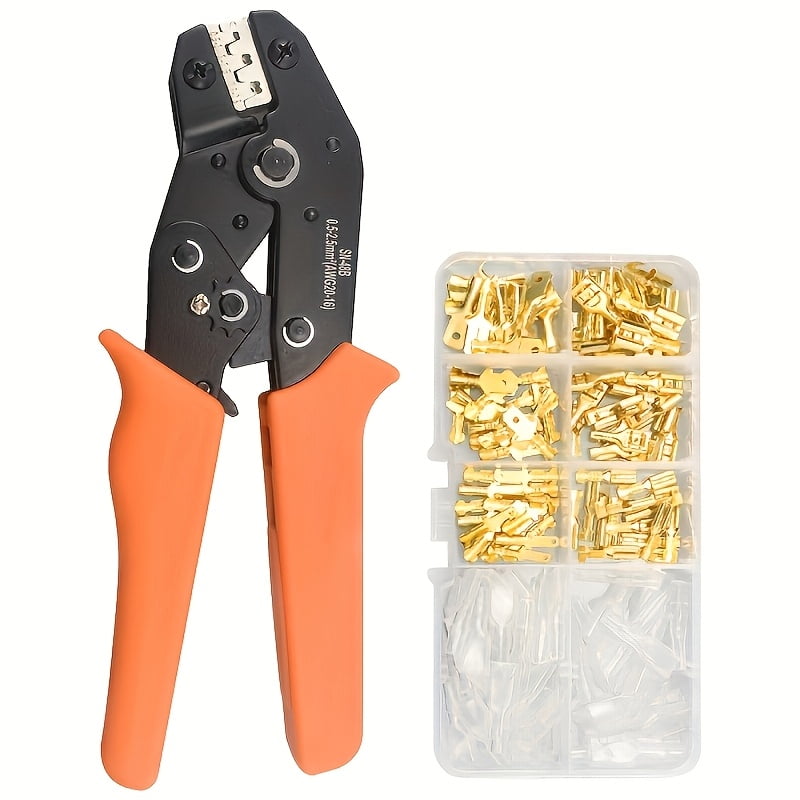 SN-48B Crimping Tool Set, Includes 135/270/600 Pcs 2.8/4.8/6.3mm Crimp Terminals, Insulated Sealed Cable Connector Crimping Pliers Set