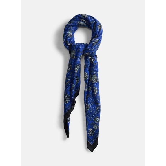 Scenario Women's Printed Square Scarf, Blue