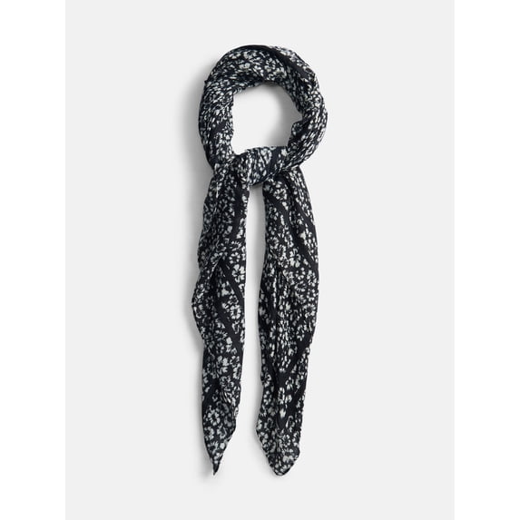 Scenario Women's Printed Square Scarf, Black Soot