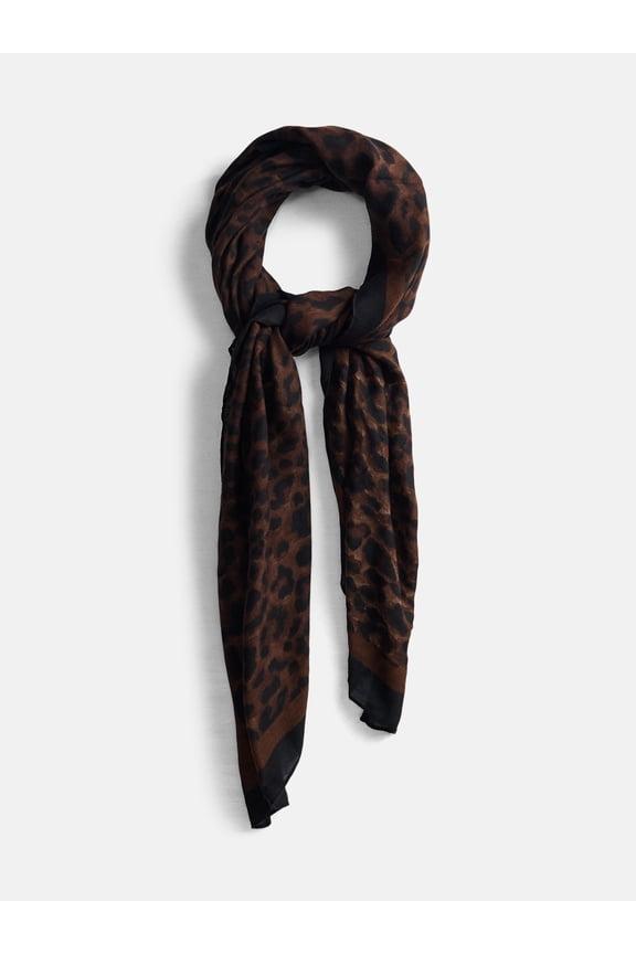 Women's Printed Square Scarf, Leopard