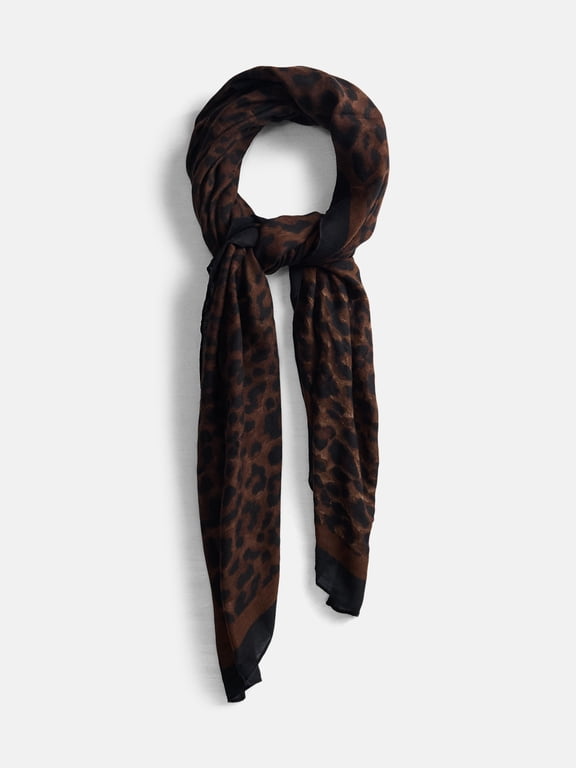 Women's Printed Square Scarf, Leopard
