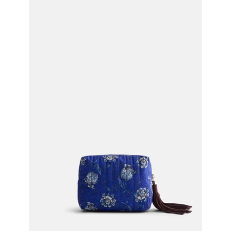 Scenario Women's Zip Pouch with Fringe Tassel, Navy Print