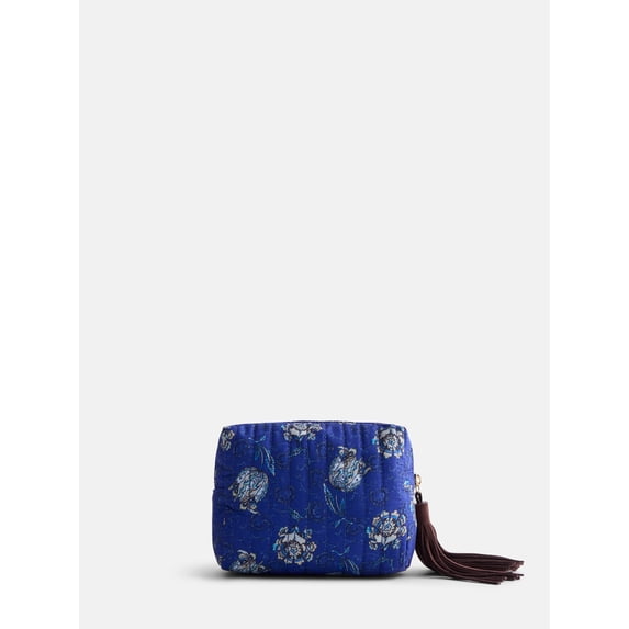 Scenario Women's Zip Pouch with Fringe Tassel, Navy Print