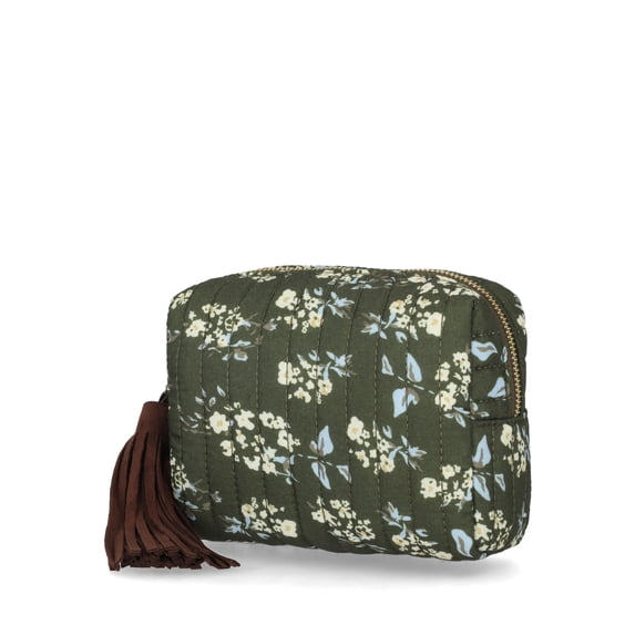 Scenario Women's Zip Pouch with Fringe Tassel, Olive Rich