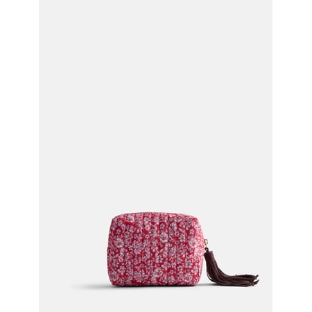 Scenario Women's Zip Pouch with Fringe Tassel, Red Print