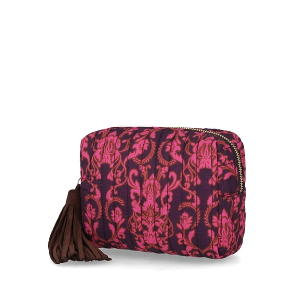 Scenario Women's Zip Pouch with Fringe Tassel, Red Plum
