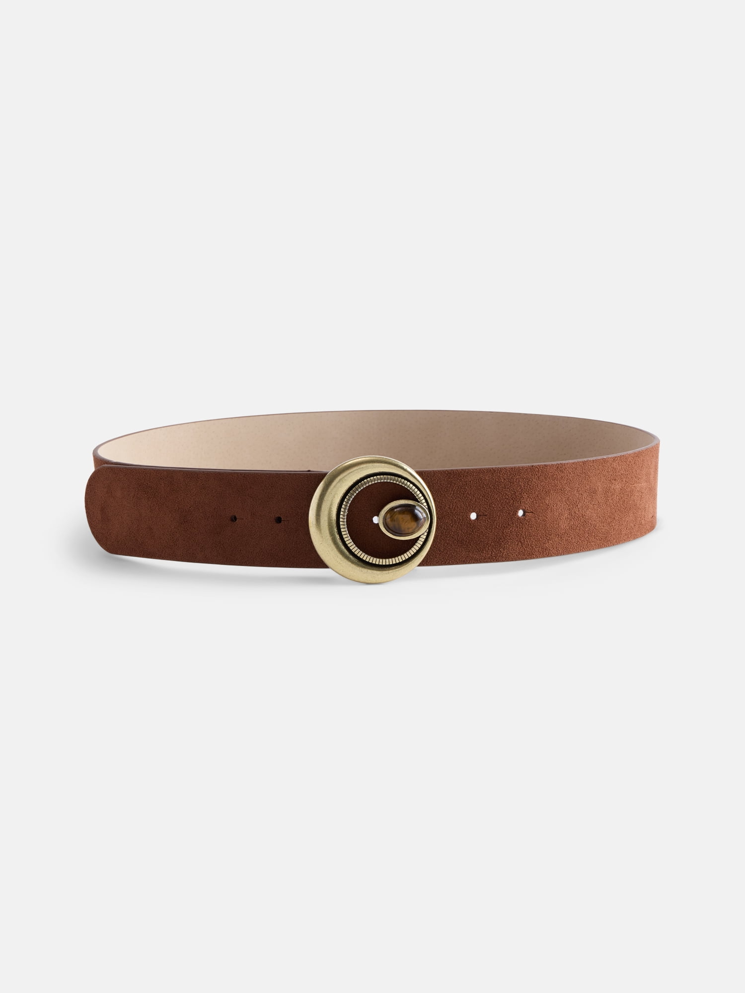 Scenario Women's Belt with Stone Buckle, Tan, Sizes S-3XL